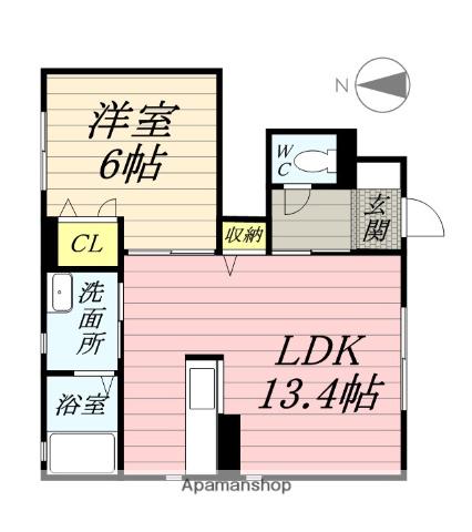 シャーメゾン野口C棟(1LDK/1階)の間取り写真