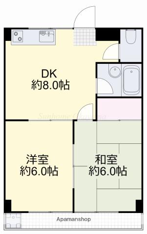 メゾンフルールⅠ(2DK/2階)の間取り写真