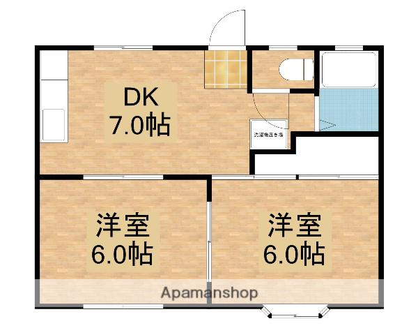 シャトル日和屋(2DK/1階)の間取り写真