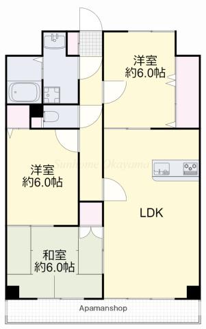 はなはうす門田本町(3DK/5階)の間取り写真