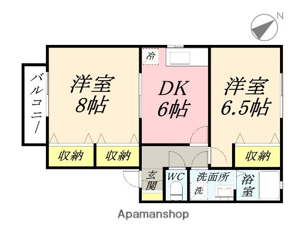 セシーズ兼基B(2DK/2階)の間取り写真
