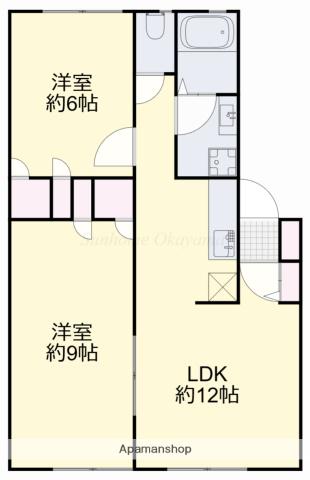 あみん A棟(2LDK/2階)の間取り写真