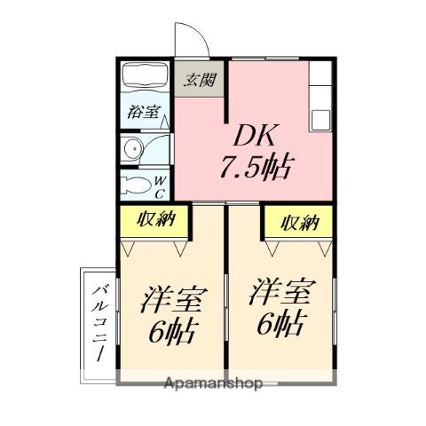 エムズコート妹尾(2DK/1階)の間取り写真