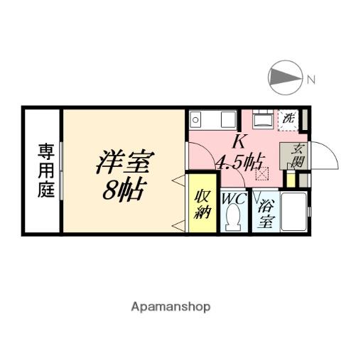 パークサイドなんばA(1K/1階)の間取り写真