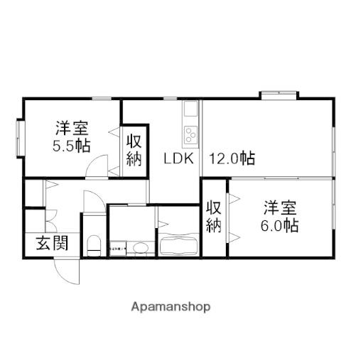 フォブール西市(2LDK/1階)の間取り写真