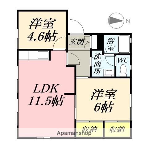 ディアス中島田(2LDK/1階)の間取り写真