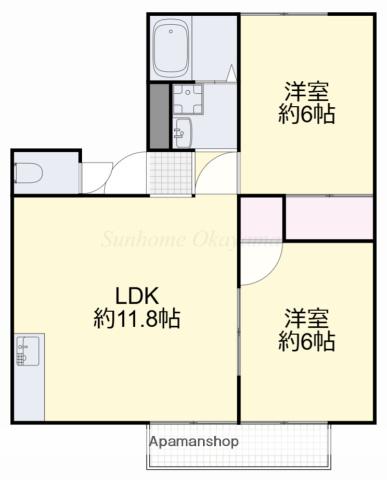 ヴィラ・ウィンディアA(2LDK/1階)の間取り写真