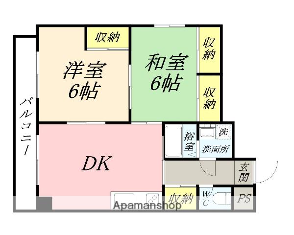 アメニティー伊島(2DK/4階)の間取り写真