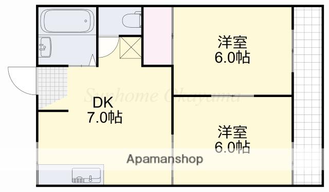 ハイムデアフロイデⅠ(2DK/1階)の間取り写真