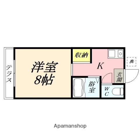 ウエスト岡山Ⅰ(1K/1階)の間取り写真