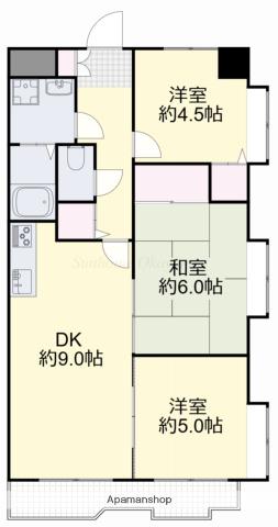 清水マンション(3DK/2階)の間取り写真