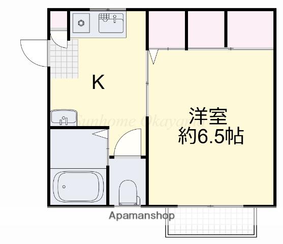 KT-フラット(1K/2階)の間取り写真