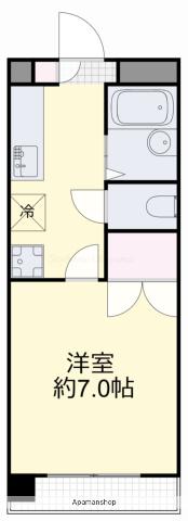 コスモクイーン矢坂Ⅰ(1K/4階)の間取り写真