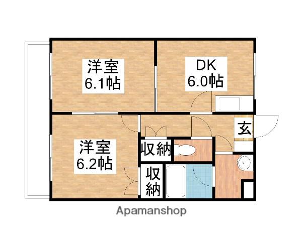 マンション 寿(2DK/4階)の間取り写真