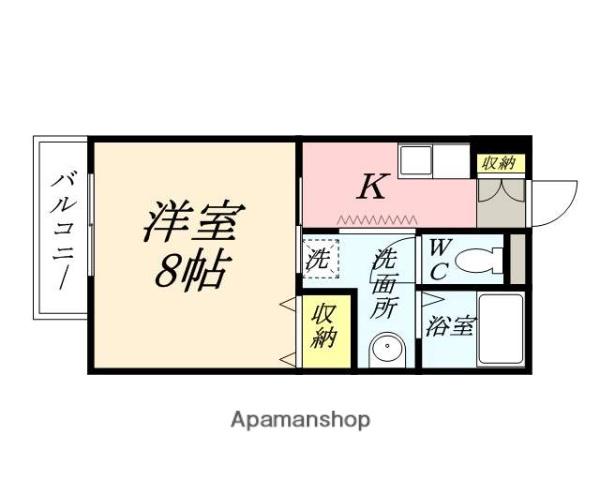 はなはうす門田二番館(1K/4階)の間取り写真