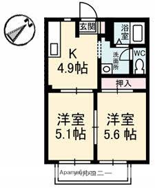 フレグランス96(2K/2階)の間取り写真