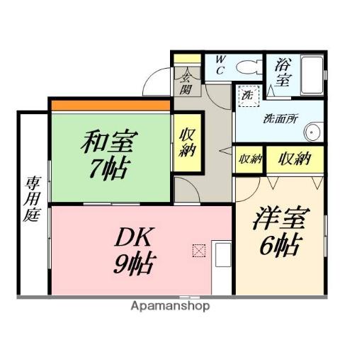 アトリオA(2DK/1階)の間取り写真