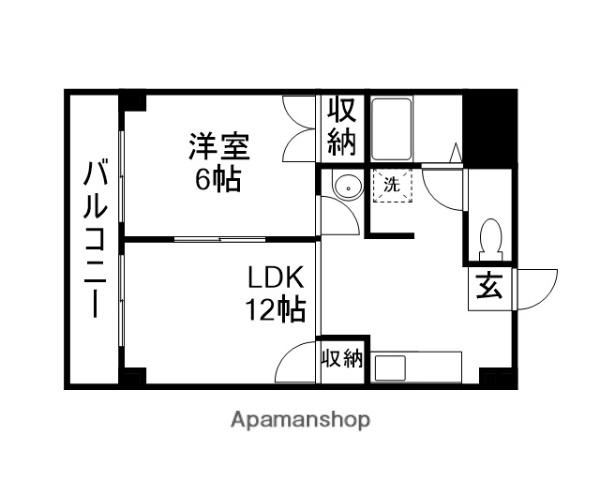 グランディール門田屋敷(1LDK/4階)の間取り写真