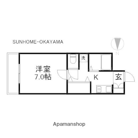 シャンティ青江(1K/2階)の間取り写真