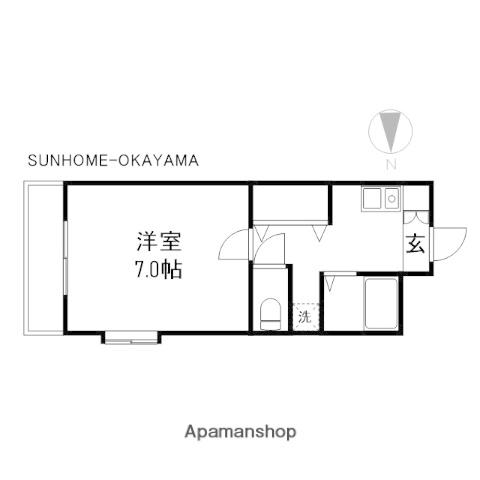 シャンティ青江(1K/1階)の間取り写真