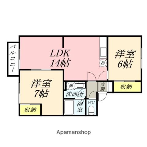 プレベルジュB(2LDK/2階)の間取り写真