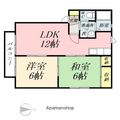 マルシンアパート B(2LDK/1階)の間取り写真