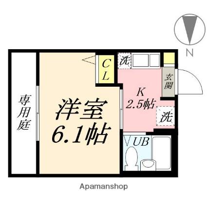 パークハイムふくい(1K/1階)の間取り写真