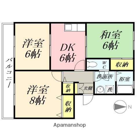 クレセント中仙道(3DK/2階)の間取り写真