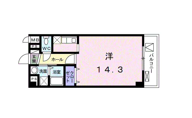 リョーアイ(ワンルーム/5階)の間取り写真