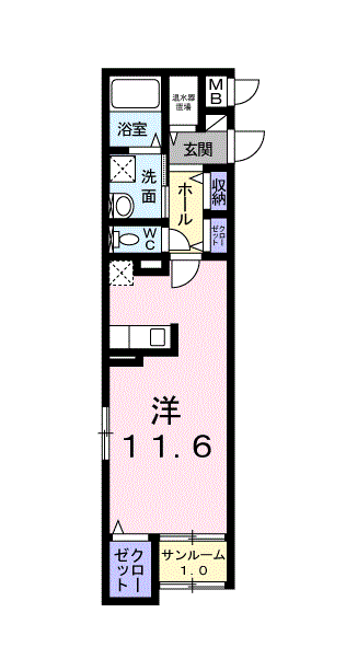 アルドール(ワンルーム/1階)の間取り写真