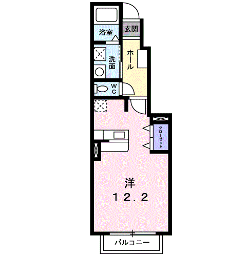 ジェネラスグリーンA(ワンルーム/1階)の間取り写真