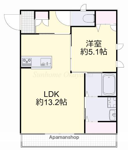 ALBA Ⅵ(1LDK/1階)の間取り写真