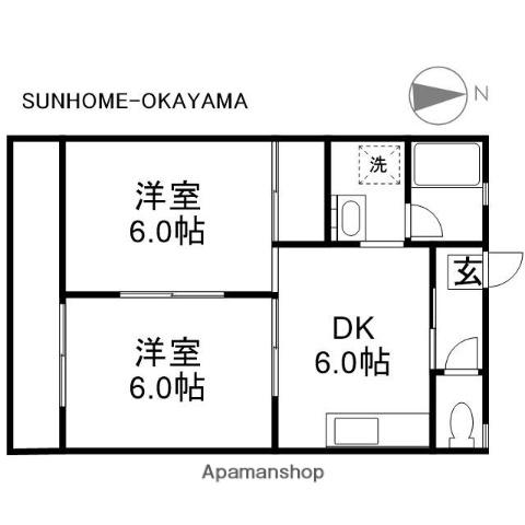 高津コーポ(2DK/2階)の間取り写真