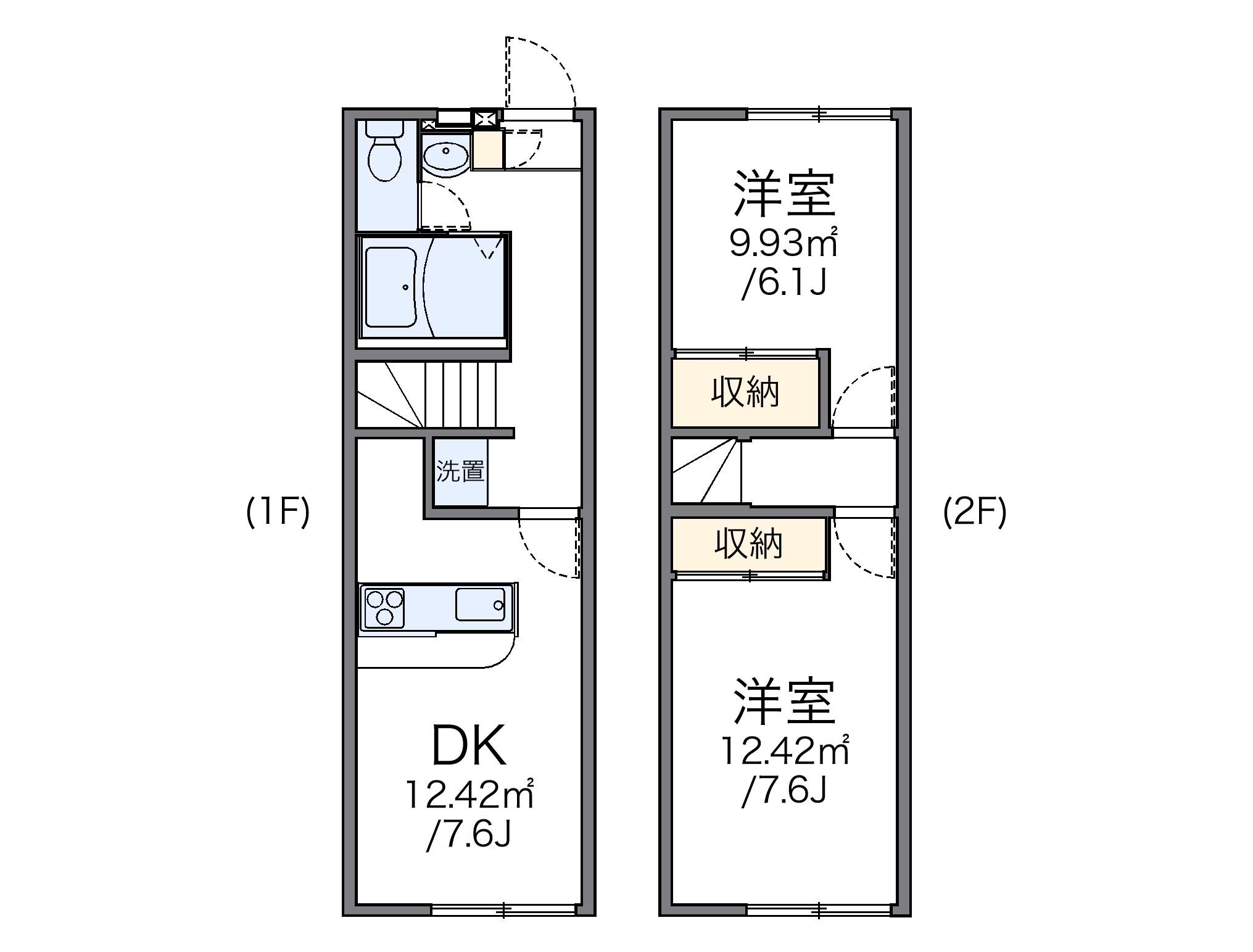 レオパレス藤崎(2DK/1階)の間取り写真