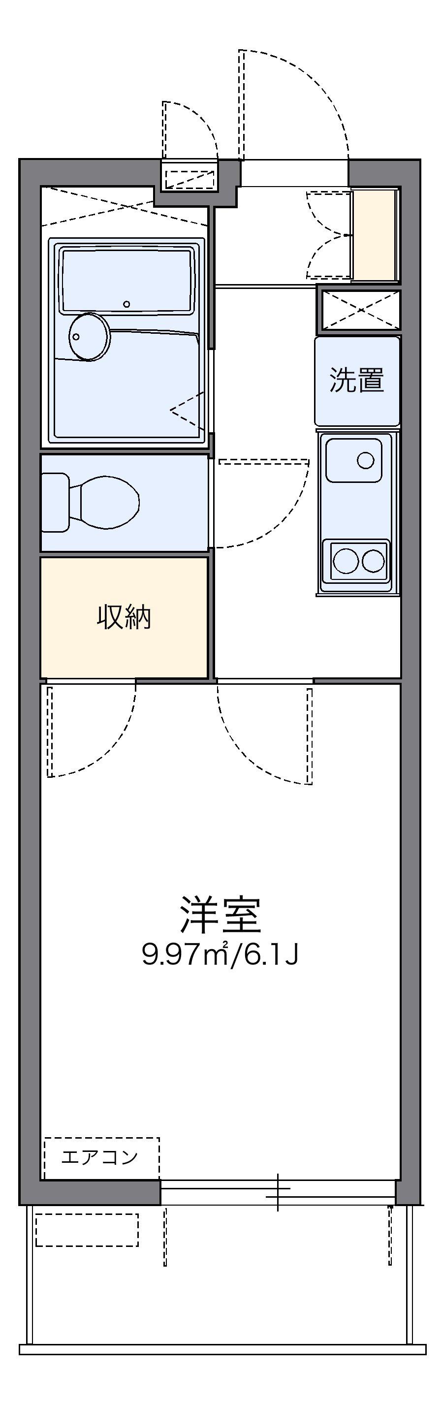 レオパレスゆう(1K/1階)の間取り写真