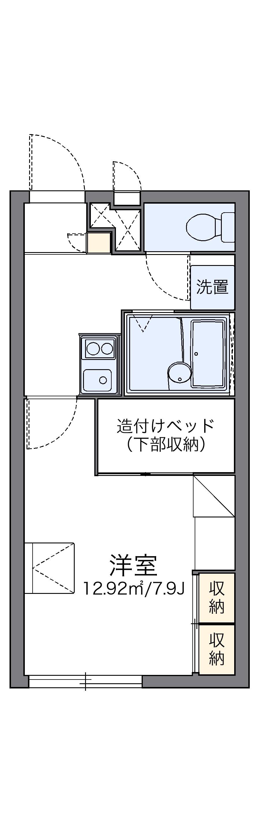 レオパレスコンフォール石橋F(1K/1階)の間取り写真