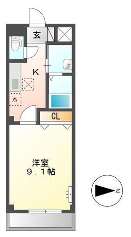 ヌーベル バーグ(1K/2階)の間取り写真