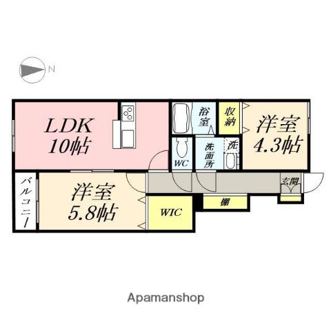 リバーサイド東畦 C棟(2LDK/1階)の間取り写真