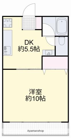 成広矢原コーポⅢ(1DK/2階)の間取り写真