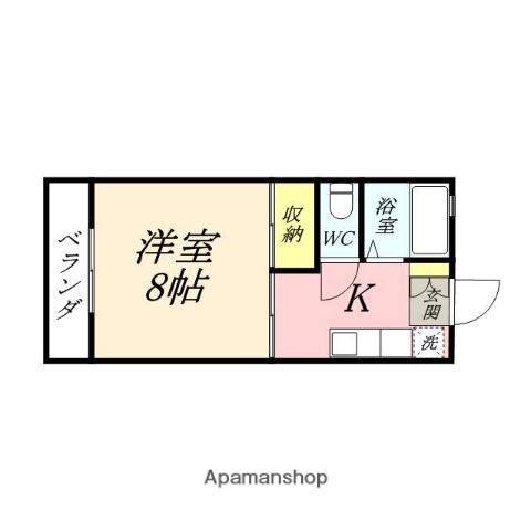 成広矢原コーポⅥ(1K/2階)の間取り写真