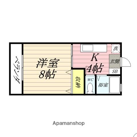 成広矢原コーポⅤ(1K/2階)の間取り写真