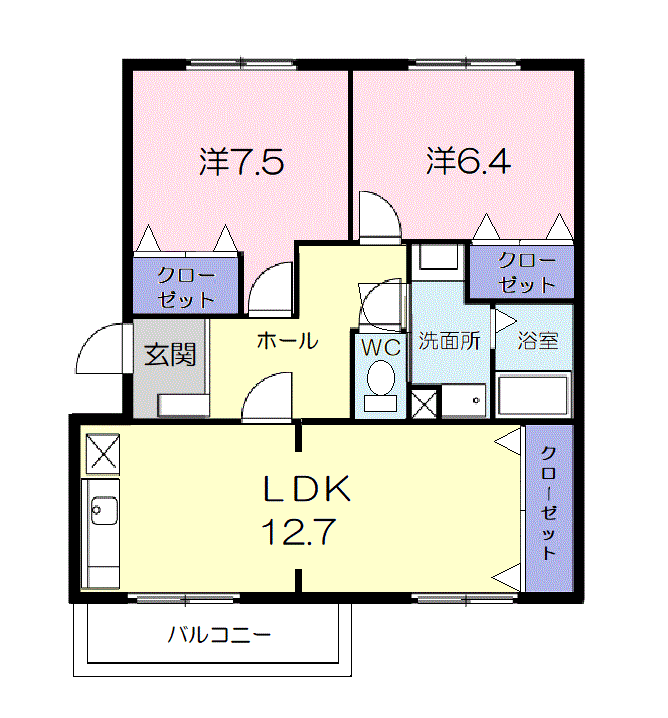 パールフィールド(2LDK/3階)の間取り写真