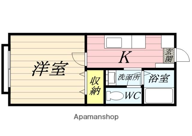 アルトハイデ2 B棟(1K/1階)の間取り写真