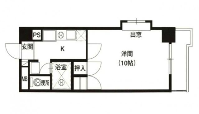 恒和レジデンス(1K/4階)の間取り写真