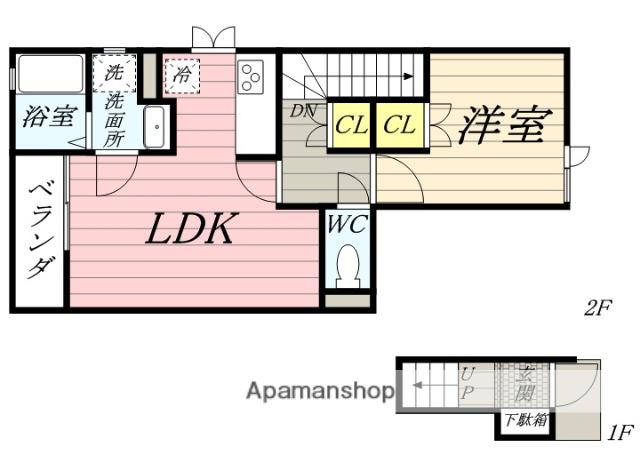 FORTUNA平井 B棟(1LDK/2階)の間取り写真