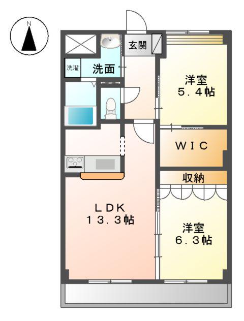 AFFINOAOE(2LDK/2階)の間取り写真