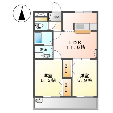 ピア・ファミール(2LDK/1階)の間取り写真