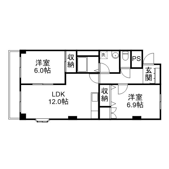 ティーワイケイ(2LDK/3階)の間取り写真