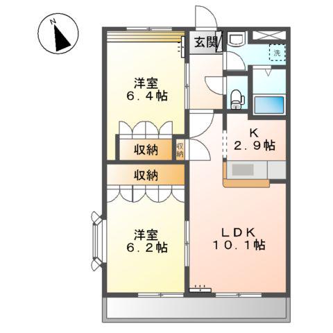 フローラルコンフォース(2LDK/1階)の間取り写真