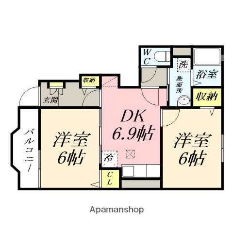 セイバリーB(2DK/1階)の間取り写真